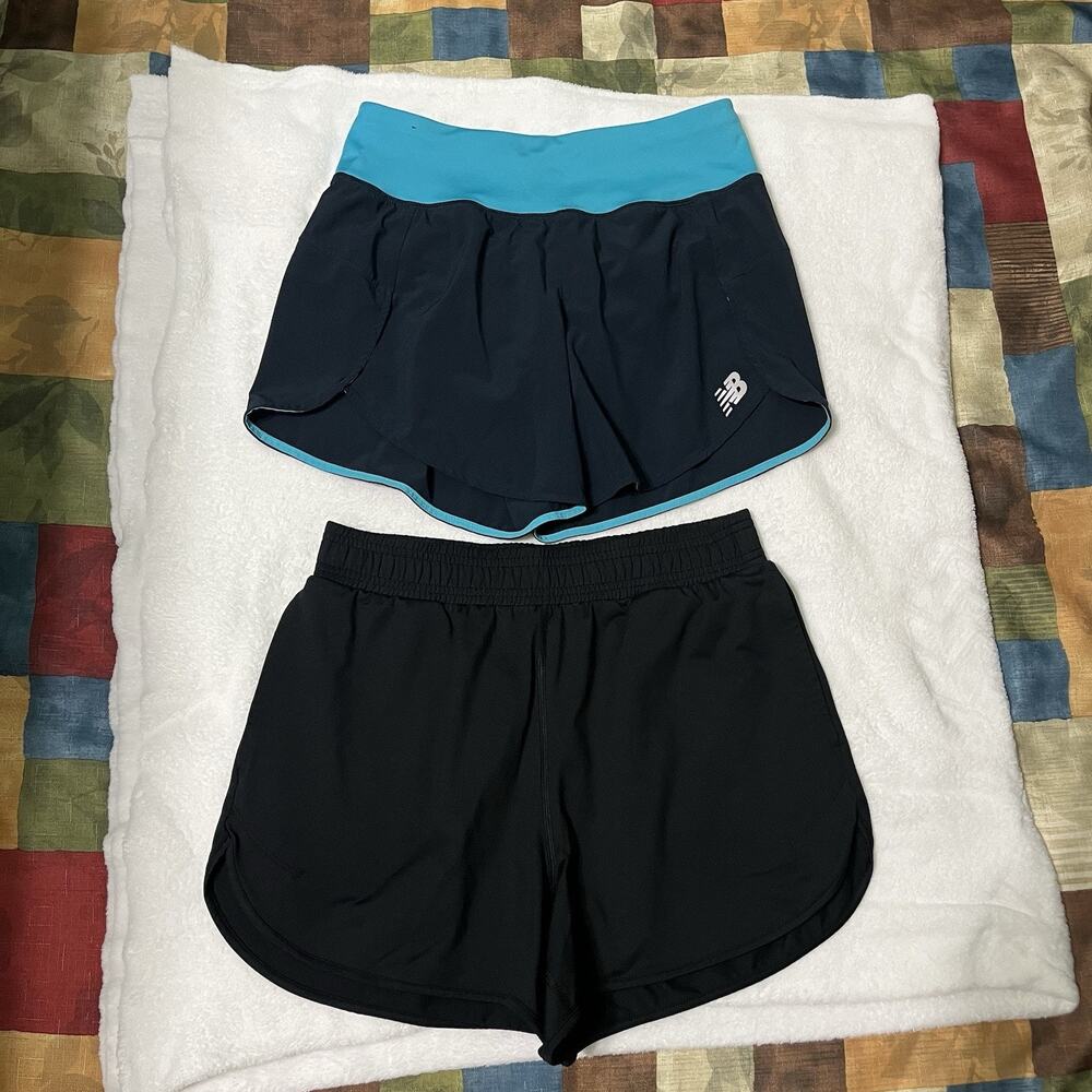 Lot Of 2 Women’s Gym Shorts Size Small Black Blue New Balance /all In Motion